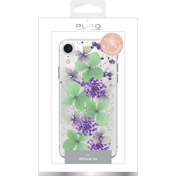 PURO Glam Hippie Chic Cover - Cover til iPhone XR (rigtige grønne blomsterblade)