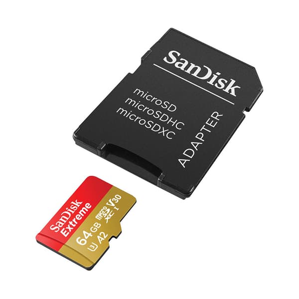 SanDiskExtrememicroSDXC-Minneskort64GBA2V30UHS-IU3170/80MB/smedadapter