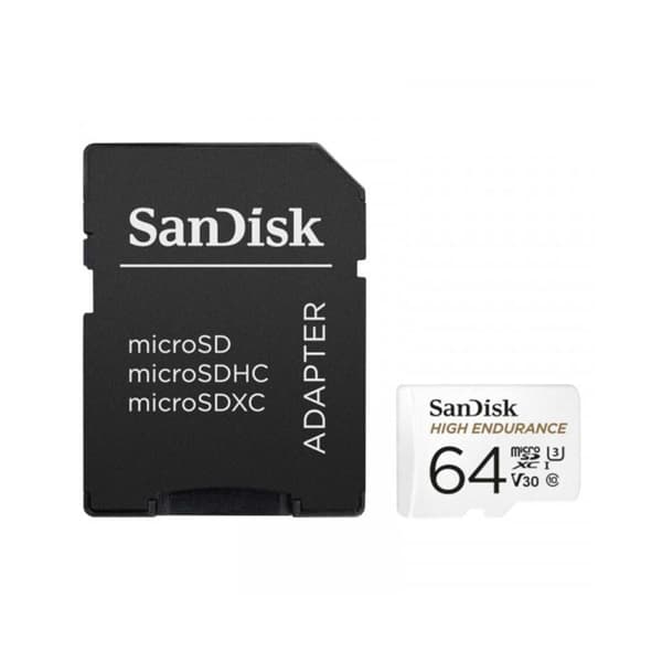 SanDiskHighEndurancemicroSDXC-Minneskort64GBKlass10UHS-I100/40MB/smedadapter