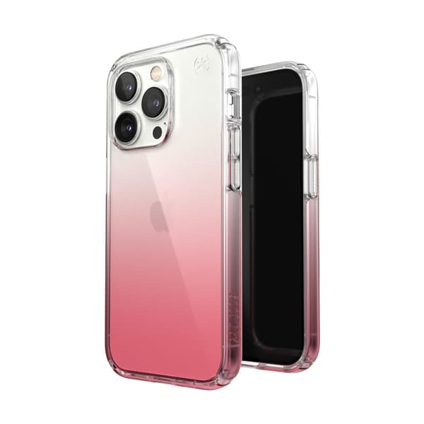 SpeckPresidioPerfect-Clear+Ombre-CovertiliPhone14PromedMICROBAN-coating(Clear/VintageRoseFade)