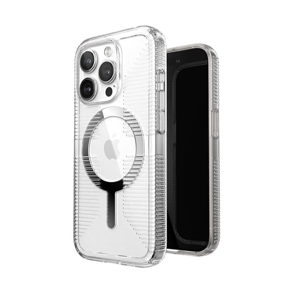 SpeckGemshellGrip+MagSafe-EtuitiliPhone15Pro(klar/kromfinish)