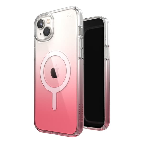 SpeckPresidioPerfect-Clear+Ombre+MagSafe-koteloiPhone15Plus/14Plus-puhelimelleMICROBAN-pinnoitteella(Clear/VintageRoseFade)