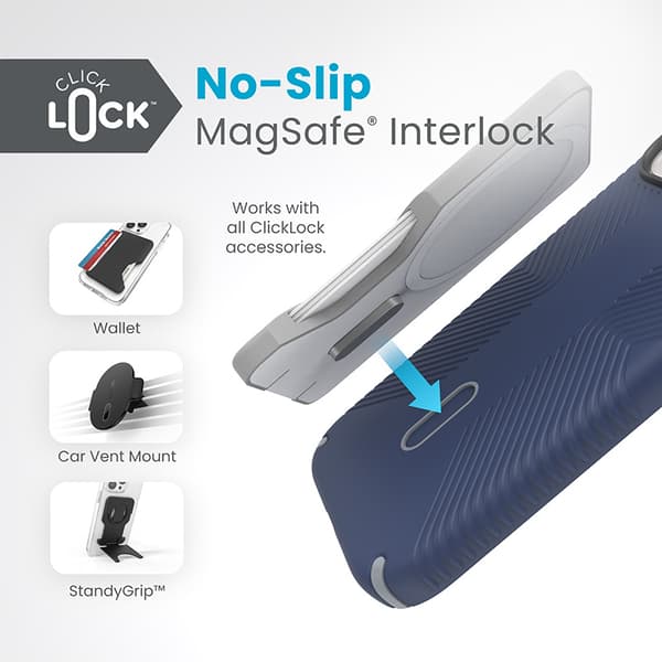 SpeckPresidio2GripClickLock&Magsafe-EtuitiliPhone15/iPhone14/iPhone13(kystblå/støvgrå/hvid)
