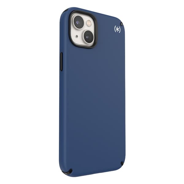 Speck Presidio2 Pro - Fodral för iPhone 15 Plus / 14 Plus med MICROBAN-beläggning (kustblå / svart / vit)