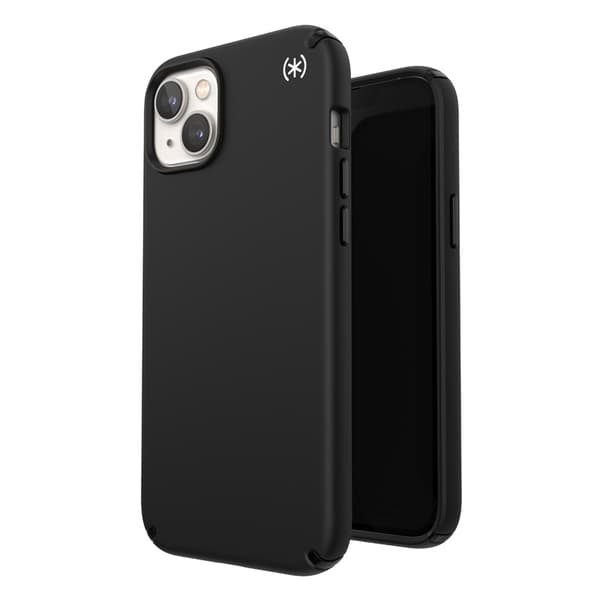 SpeckPresidio2Pro+MagSafe-koteloiPhone15Plus/14Plus-puhelimelleMICROBAN-pinnoitteella(musta/musta/valkoinen)