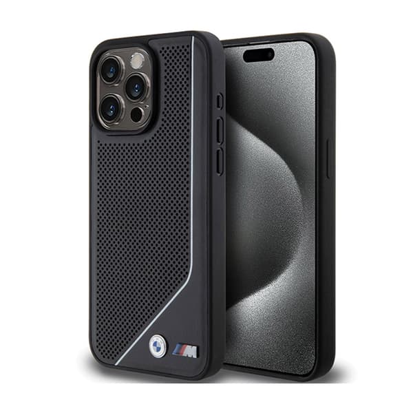 BMWPerforatedTwistedLineMagSafe-koteloiPhone15Prolle(musta)