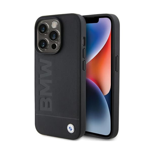BMW Leather Hot Stamp MagSafe - Kotelo iPhone 15 Pro Maxille (musta)