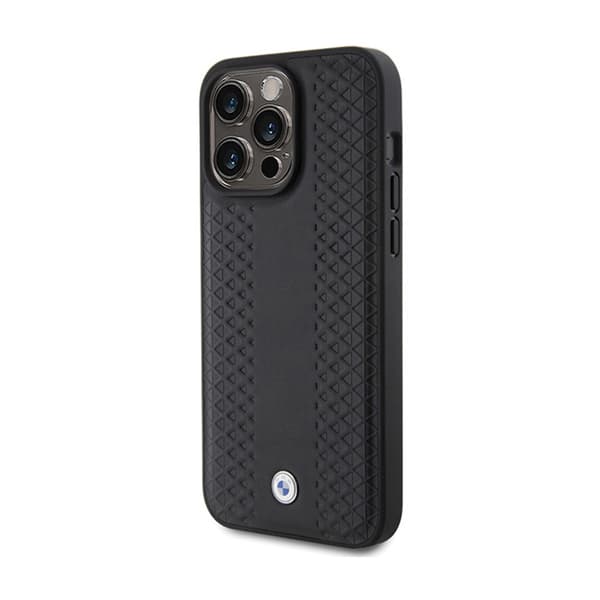 BMWLeatherDiamondPattern-koteloiPhone15Prolle(musta)