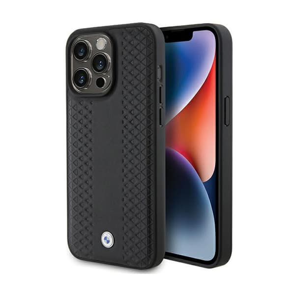 BMWLeatherDiamondPattern-koteloiPhone15Prolle(musta)