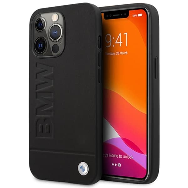 BMWLeatherHotStampMagSafe-KoteloiPhone14ProMaxille(musta)