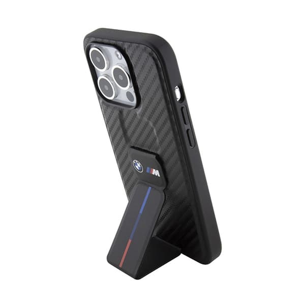 BMWGripStandSmooth&Carbon-koteloiPhone15Prolle(musta)