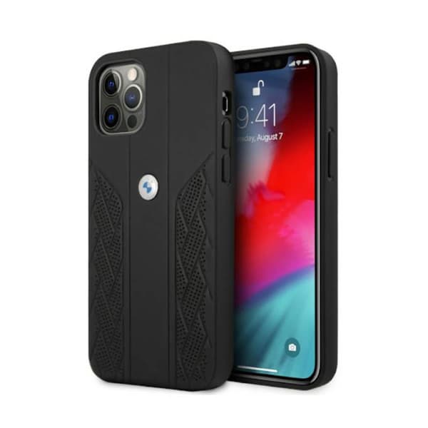 BMWLeatherCurvePerforate-koteloiPhone12:lle/iPhone12Prolle(musta)