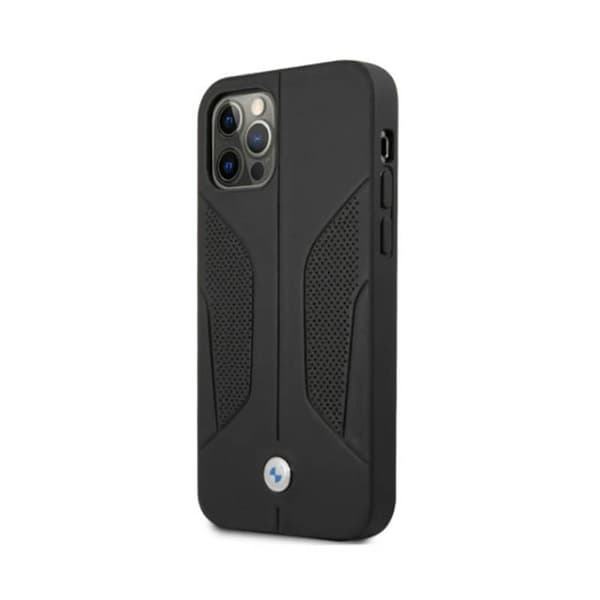 BMWläderperforeradesidor-fodralföriPhone12/iPhone12Pro(svart)