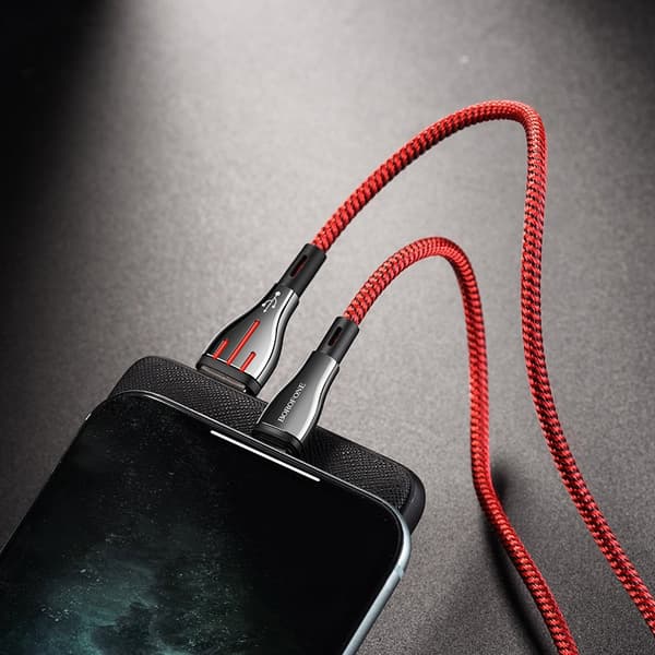 Borofone Highway - 1.2m USB to Lightning Connection Cable (Black / Red)