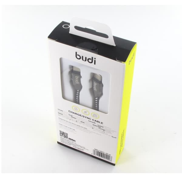 Budi – USB-C–USB-C-kaapeli, 2,4 A, 1 m (musta)