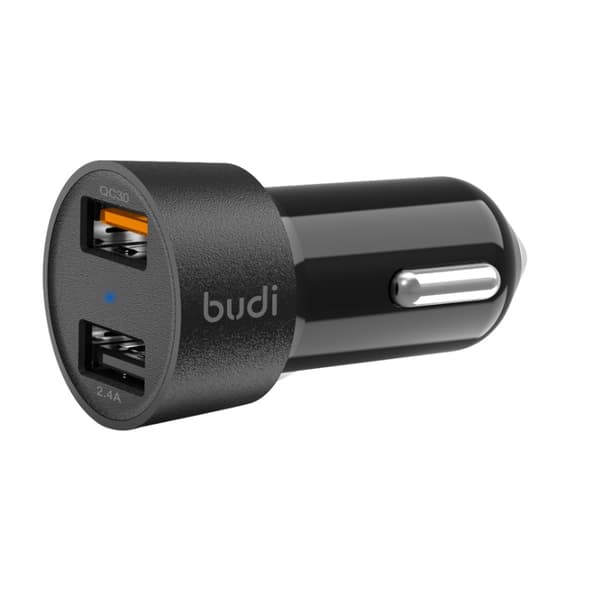 Budi-QC3.0/2USB-autolaturiLED-merkkivalolla