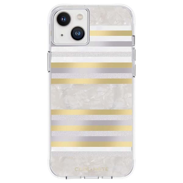 Case-Mate Pearl Stripes MagSafe - Cover dekoreret med perlemor til iPhone 14 Plus (Pearl Stripes)