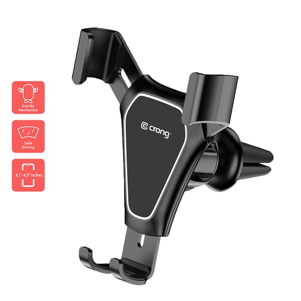 Crong Gravity Auto-Clip bilhållare - Gravity bilhållare 4,7"- 6,5" (svart)