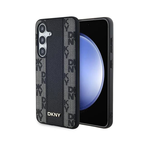 DKNY Leather Checkered Mono Pattern MagSafe - Case for Samsung Galaxy S24 (Black)