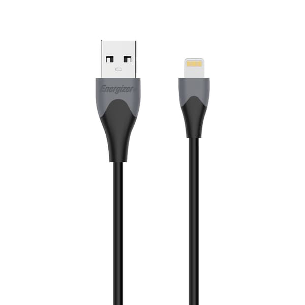 EnergizerClassic-USB-AtilLightning-tilslutningskabelMFi-certificeret1,2m(sort)