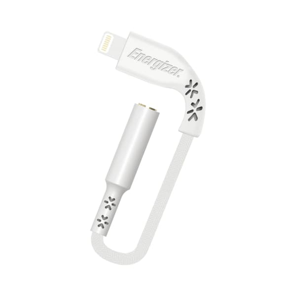 EnergizerHardCase-Lightningtill3,5mmjackljudadapterMFi-certifierad11cmROW(vit)
