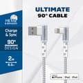 Miniatyrbillede 2 af 2: Energizer Ultimate - USB-A to Lightning 90° MFi certified gaming cable 2m (White)