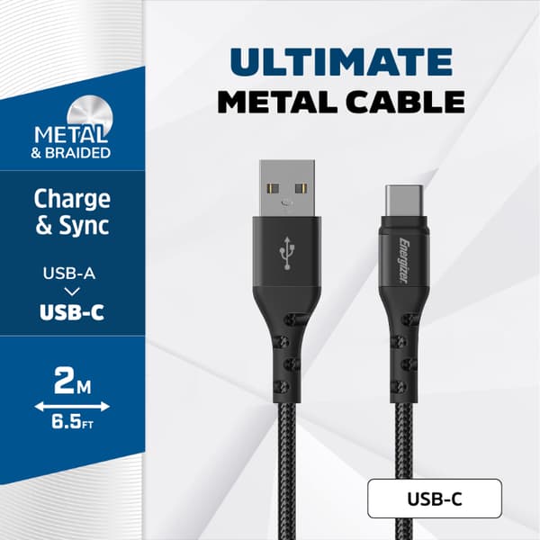 Energizer Ultimate - USB-A til USB-C tilslutningskabel 2m (sort)