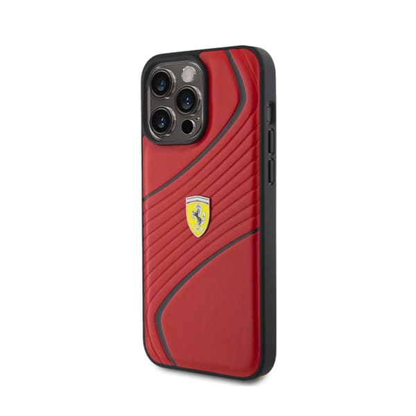 Ferrari Twist Metal Logo - Case for iPhone 15 Pro Max (Red)