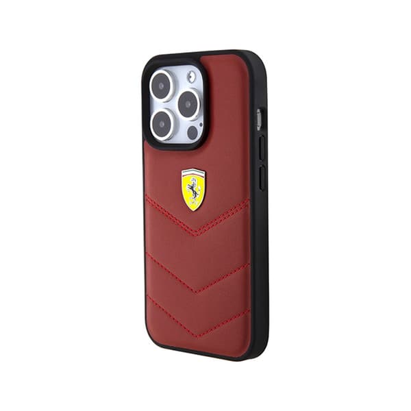 FerrariQuiltedMetalLogo-EtuitiliPhone15Pro(rød)