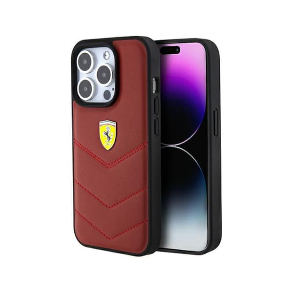 FerrariQuiltedMetalLogo-EtuitiliPhone15Pro(rød)