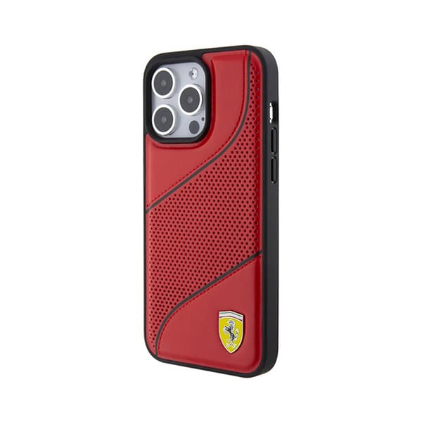 FerrariPerforatedWavesMetalLogo-EtuitiliPhone15ProMax(rød)