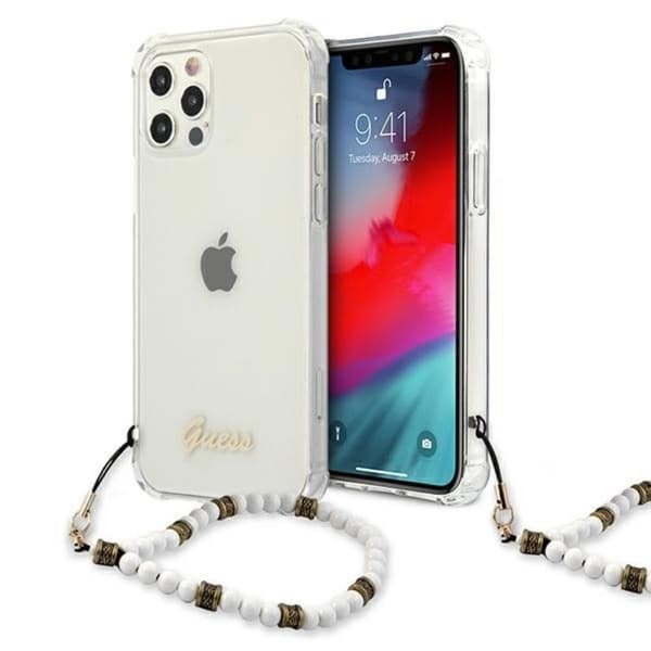 GuessWhitePearlStrap-CaseiPhone12ProMax(Clear)