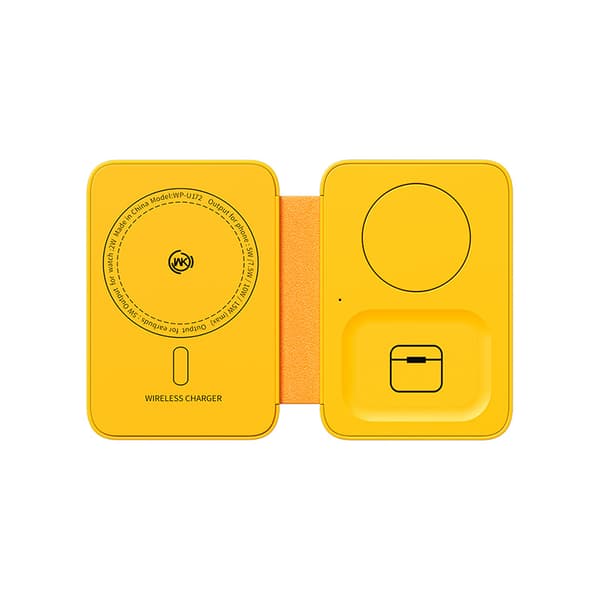 WEKOMEWP-U172-3-in-1WirelessChargerwithMagSafeforiPhone,AppleWatch,andAirPods+Mirror(Yellow)