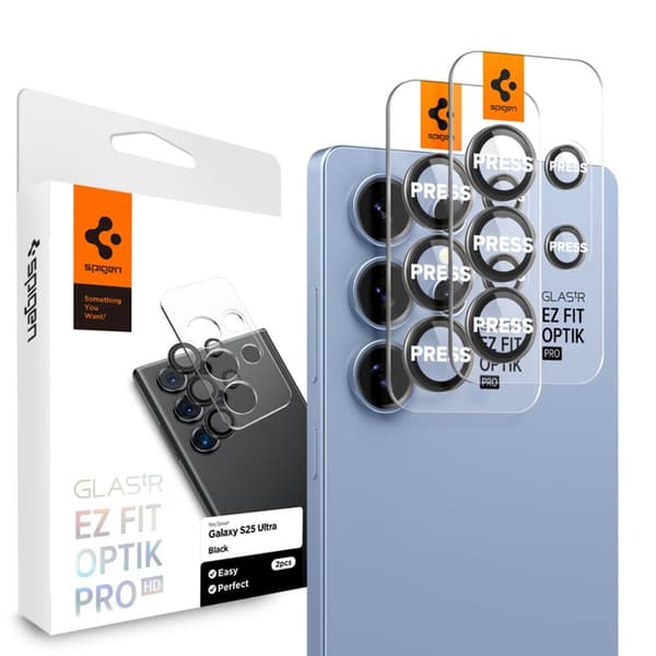 Spigen Optik Pro GLAS.TR EZ Fit Camera Protector 2-Pack - Lens Protector for Samsung Galaxy S25 Ultra (2 pieces) (Black)