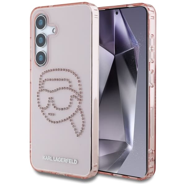 Karl Lagerfeld Rhinestones Karl Head Logo - Case for Samsung Galaxy S25 (Pink)