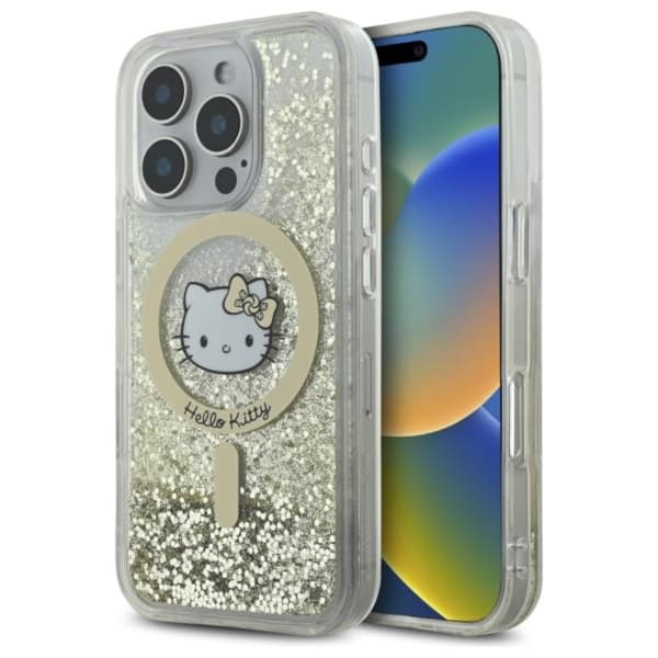 HelloKittyLiquidGlitterFeverMagSafe-CaseforiPhone16ProMax(white/gold)