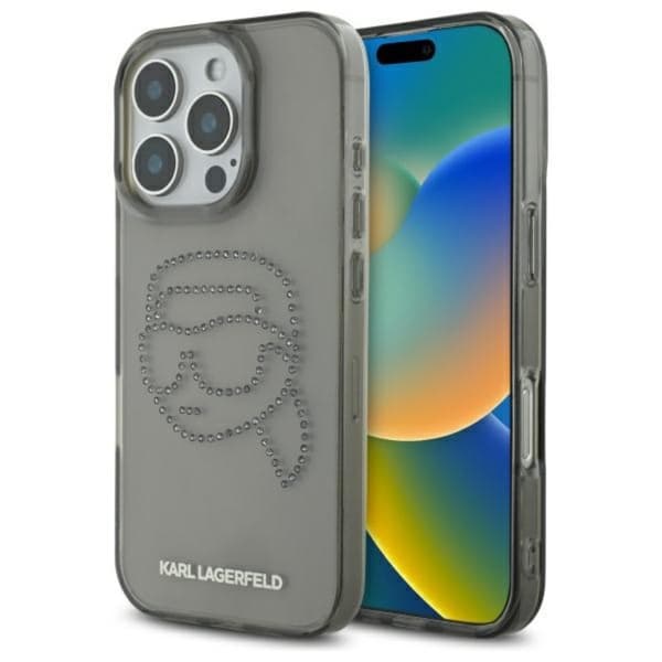 Karl Lagerfeld IML Rhinestones Karl Head - Case for iPhone 16 Pro Max (black)