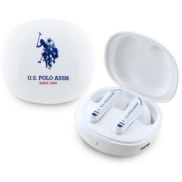 US Polo Assn DH Logo - TWS Earphones + Charging Case (White)