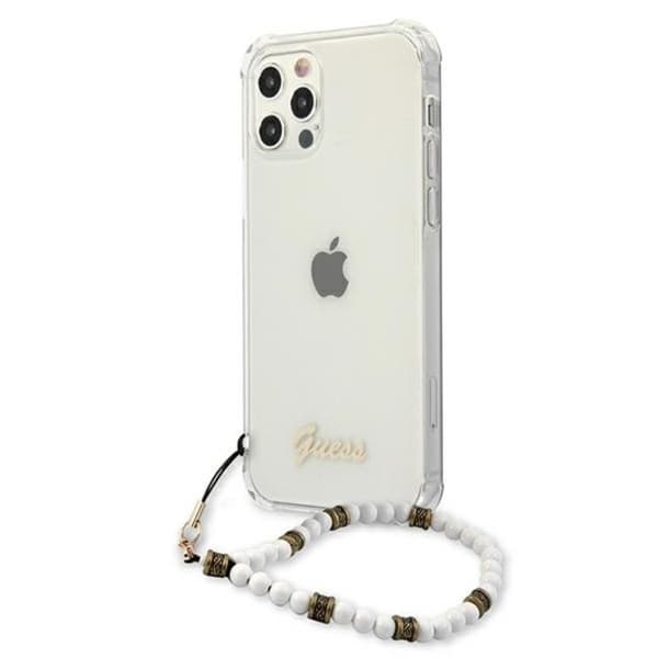 GuessWhitePearlStrap-CaseiPhone12/iPhone12Pro(Clear)