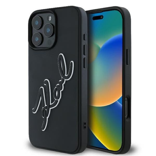 Karl Lagerfeld 3D Rubber Bicolor Signature - Case for iPhone 16 Pro (black)