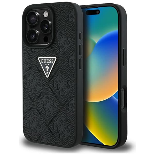 GuessHotStamp4GPatternTriangleMetalLogo-CaseforiPhone16Pro(black)