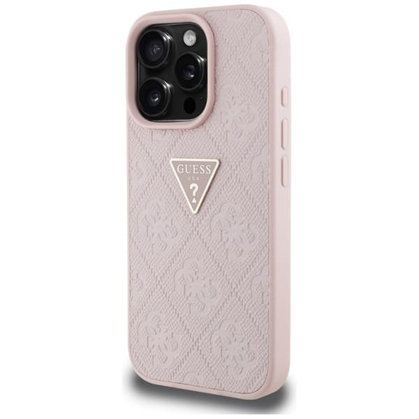 Guess Hot Stamp 4G Pattern Triangle Metal Logo - Case for iPhone 16 Pro (pink)