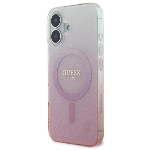 Guess IML Glitter Gradient MagSafe - Case for iPhone 16 Plus (Pink)