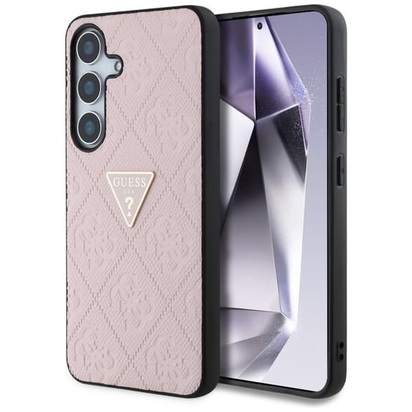 GuessHotStamp4GPatternTriangleMetalLogo-CaseforSamsungGalaxyS25(pink)