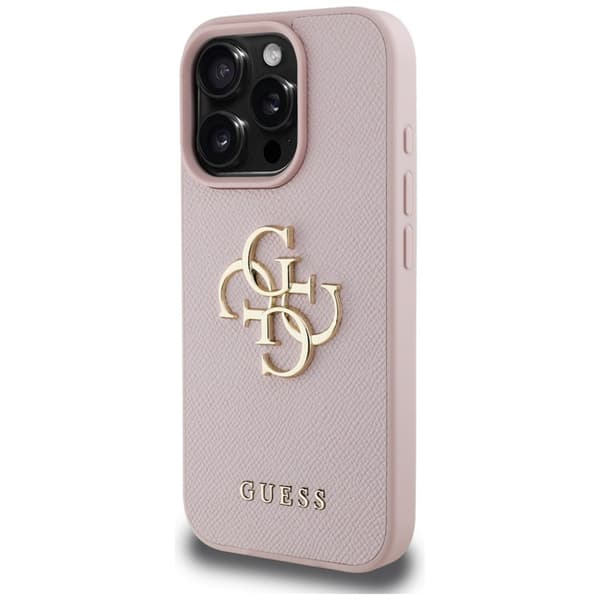 Guess Grained Big 4G Logo Small Classic Logo - Case for iPhone 16 Pro Max (pink)