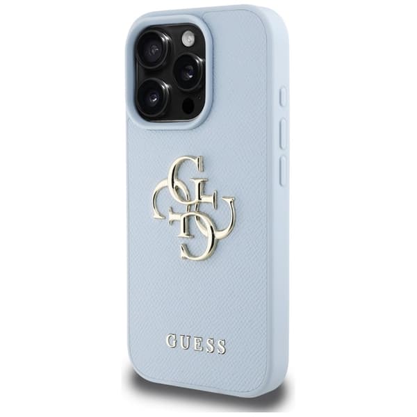 Guess Grained Big 4G Logo Small Classic Logo - Case for iPhone 16 Pro (blue)