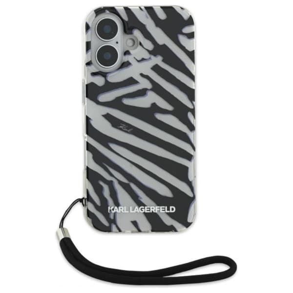Karl Lagerfeld IML Zebra Pattern & Cord - Case for iPhone 16 (black)