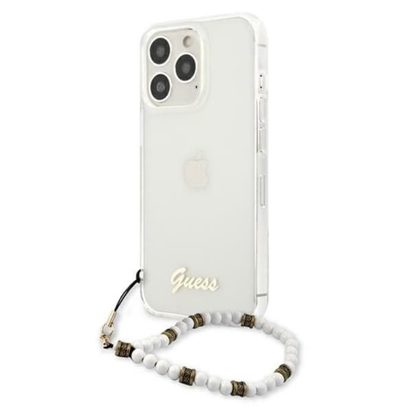 GuessWhitePearlStrap-CaseiPhone13Pro(Clear)