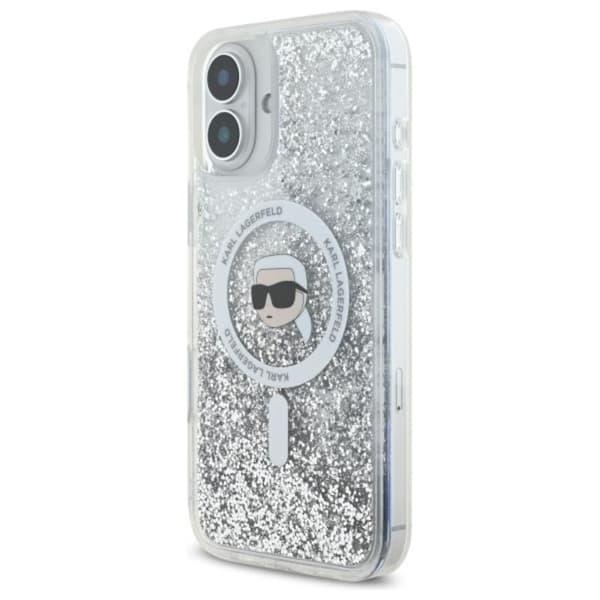 Karl Lagerfeld Liquid Glitter Karl Head MagSafe - Case for iPhone 16 Plus (transparent)