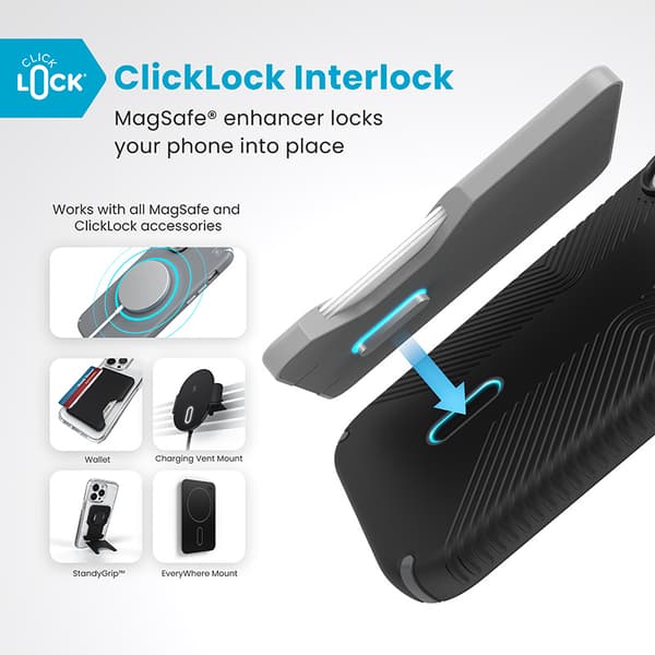 Speck Presidio2 Grip ClickLock & MagSafe - Case for iPhone 16 (Black / Slate Grey / White)